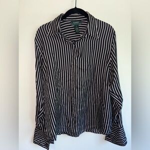Ralph Lauren Black and White Striped Silk Shirt